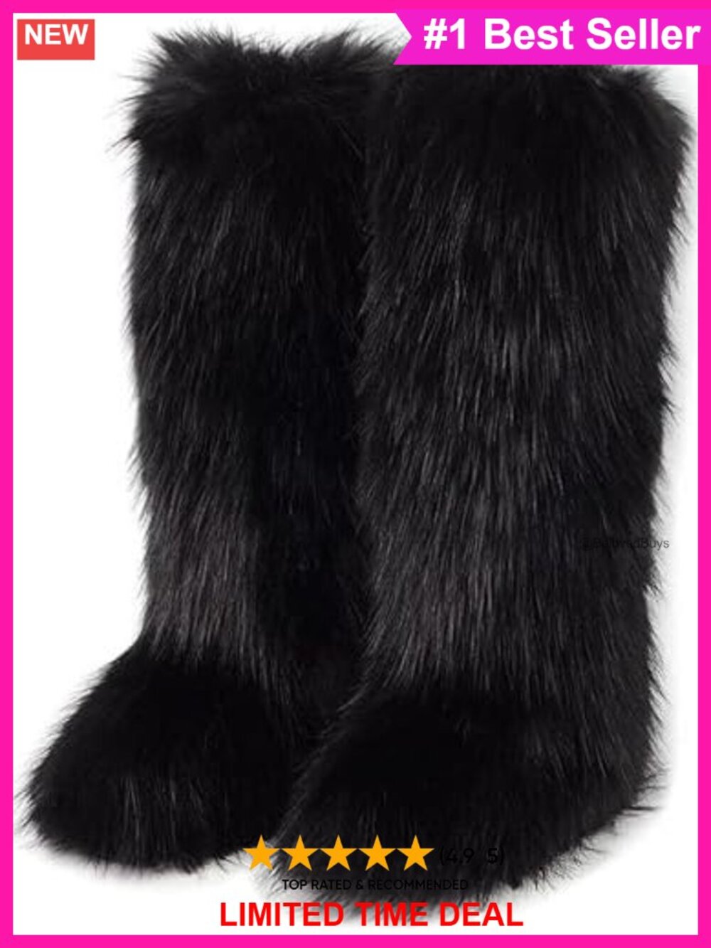 Faux Fur Knee High Snow Boots Fuzzy Warm Winter Footwear